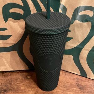 NEW Starbucks 2022 Studded Matte Dark Green 24 oz Tumbler Cold Cup Venti
